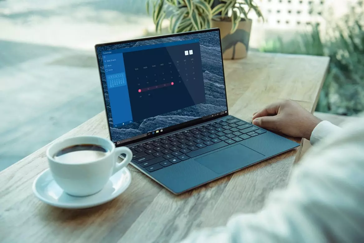 Laptop with coffee